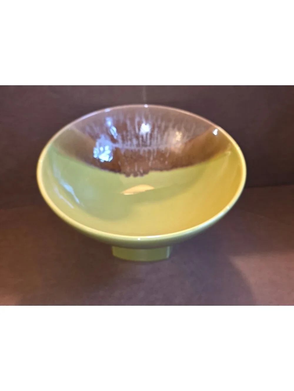 Destinos S.A. Ceramic Pedestal Bowl Portugal Green & Brown Glaze